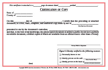 Oklahoma Certified Copy Notarial Certificate Pad