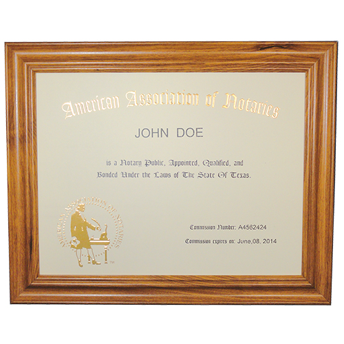 Oklahoma Notary Unofficial Commission Certificate Frame