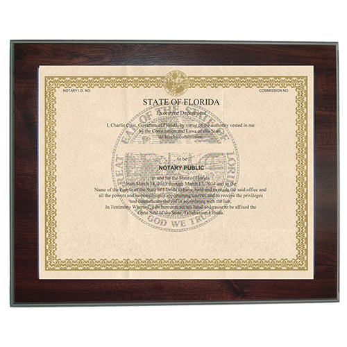 Oklahoma Notary Commission Certificate Frame 8.5 x 11 Inches