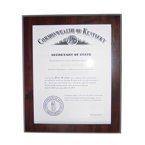 Oklahoma Notary Commission Frame Fits 11 x 8.5 x inch Certificate