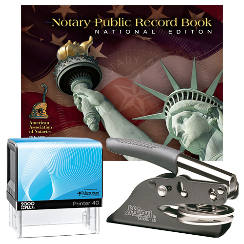 The Oklahoma notary supplies deluxe package contains everything you need, to perform your notarial duties correctly and efficiently. The Oklahoma notary supplies deluxe package includes Oklahoma E-Z handheld notary seal embosser or the Oklahoma Dual-use Embosser item # OK501, Oklahoma notary stamp, and Oklahoma notary record. The notary seal produces thousands of perfect and consistent notary seal impressions. The notary stamp is available in several case colors and five ink colors, produces thousands of perfect and consistent notary stamp impressions, stamp-after-stamp, without the need for an ink pad or re-inking. The modern, ergonomic design of this stamp soft-touch exterior fits comfortably in your hand and with gentle pressure produces the sharpest Oklahoma notary stamp impression with ease. An index label allows you to quickly identify your notary stamp and ensures a right-side-up impression. A clear base positioning window guarantees accurate placement of your notary stamp on documents. With the click of a button, the ink pad - which is built into the notary stamp - can easily be accessed for changing or refilling. This E-Z notary seal embosser has a dual cam mechanism in the lever, which provides added leverage so that you can make with ease and little pressure a clear and crisp raised notary seal impression every time even on thick cardstock paper.
