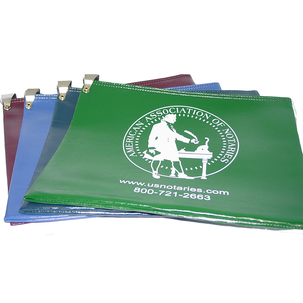 Don't risk misplacing your Oklahoma notary supplies. This notary locking zipper bag is an ideal and convenient way to store, transport, and secure your Oklahoma notary supplies. The bag easily carries your Oklahoma notary record book, notary stamp, and notary seal embosser. Made of durable leatherette material (soft vinyl). Imprinted on one side of the bag with the AAN logo. Available in 6 colors. </p></p></p></p>